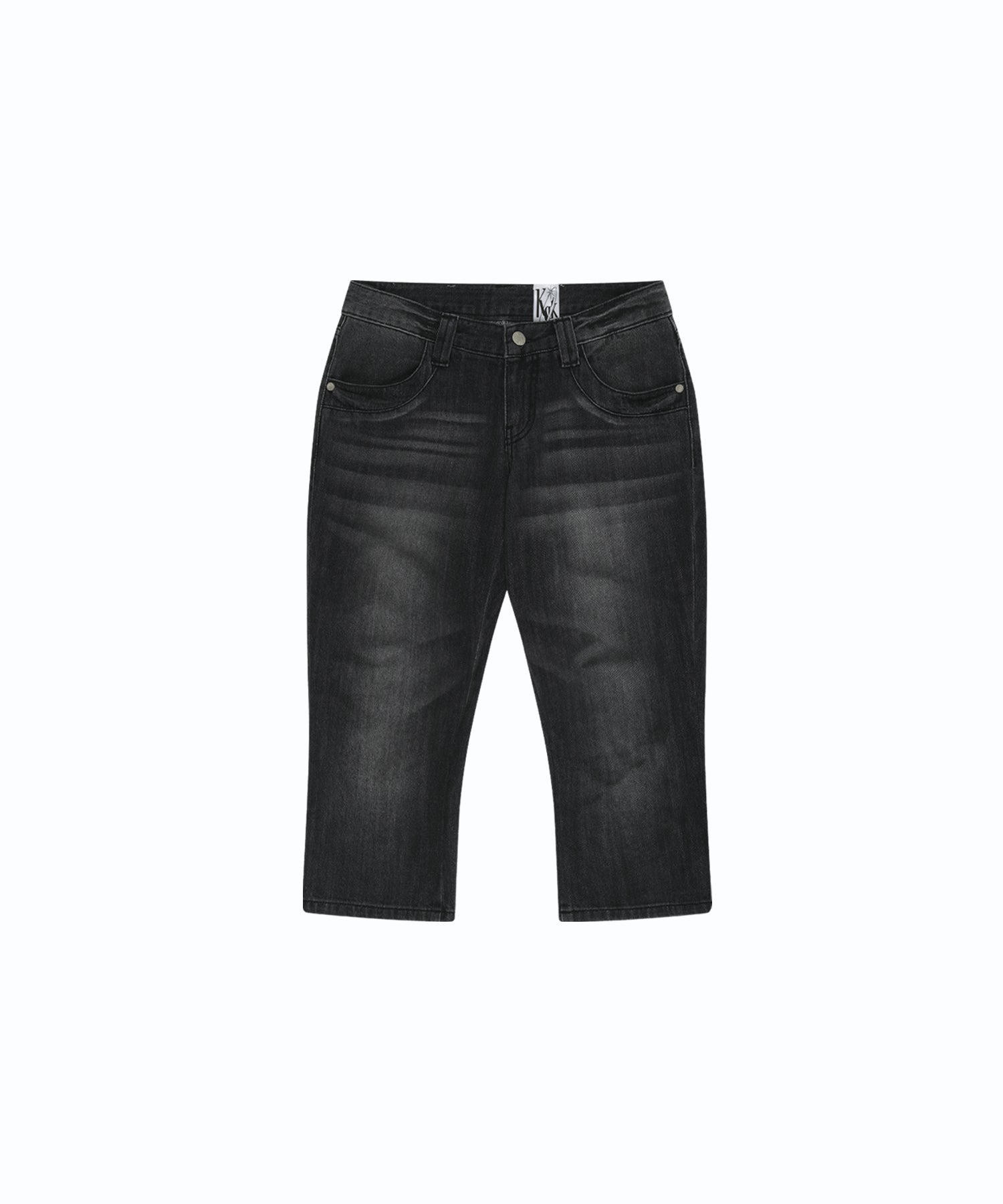 Split Pocket Capri Jeans (Black)