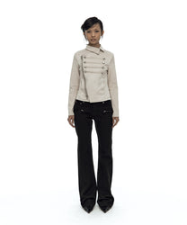 Asymmetric Zip Napoleon Jacket (Light Gray)