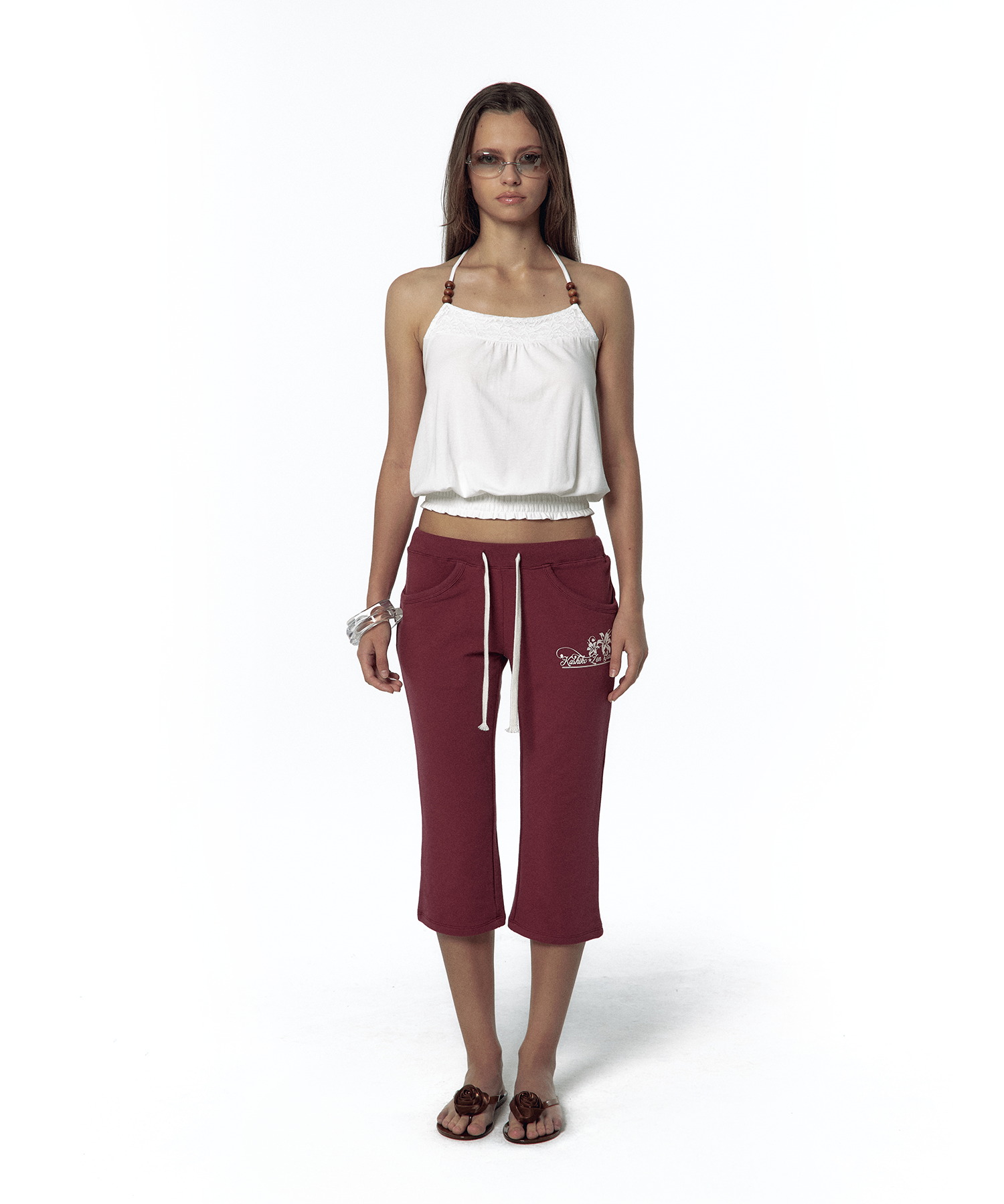 Beadwork Halter Top (White)