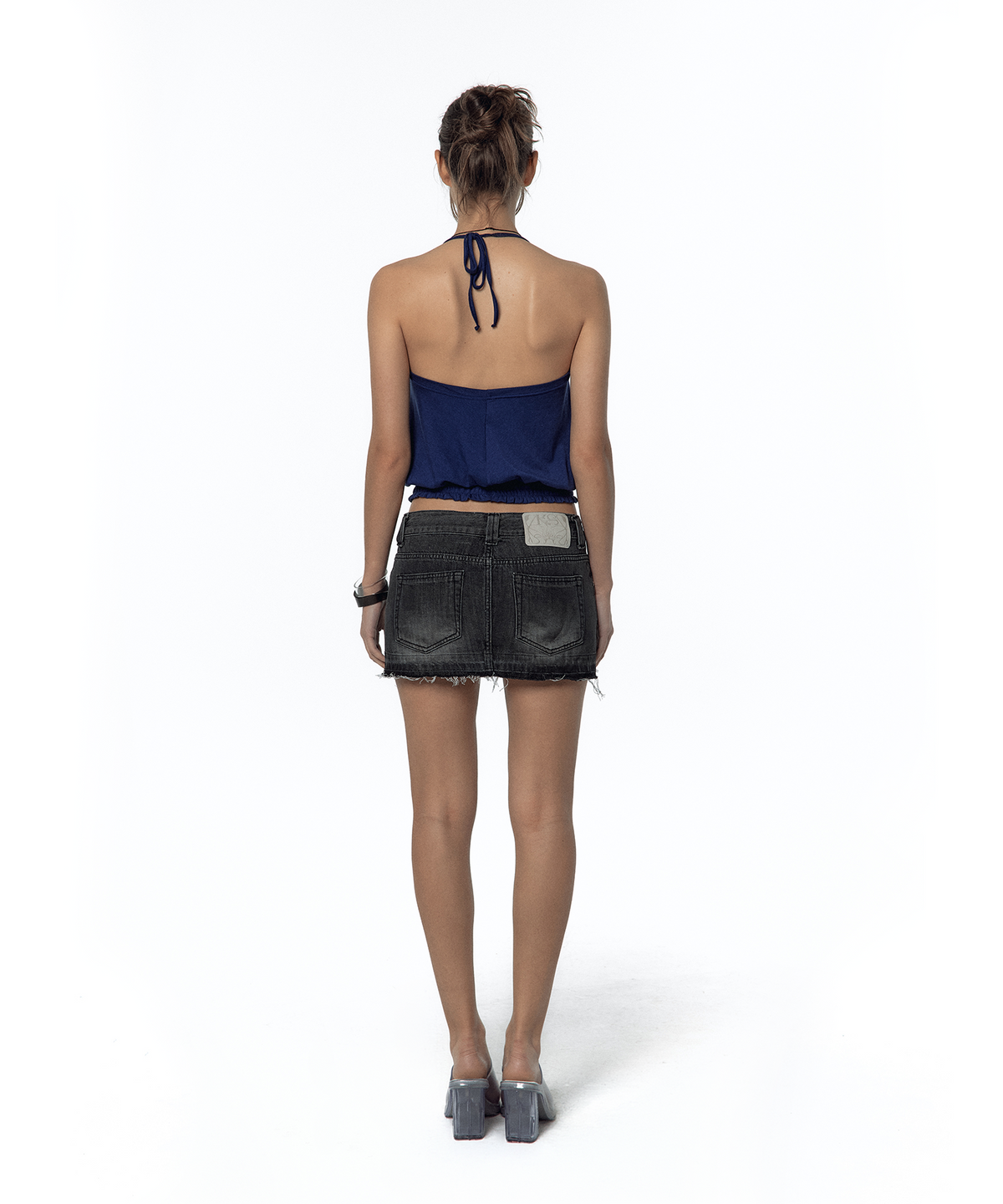 Split Pocket Denim Skirt (Black)