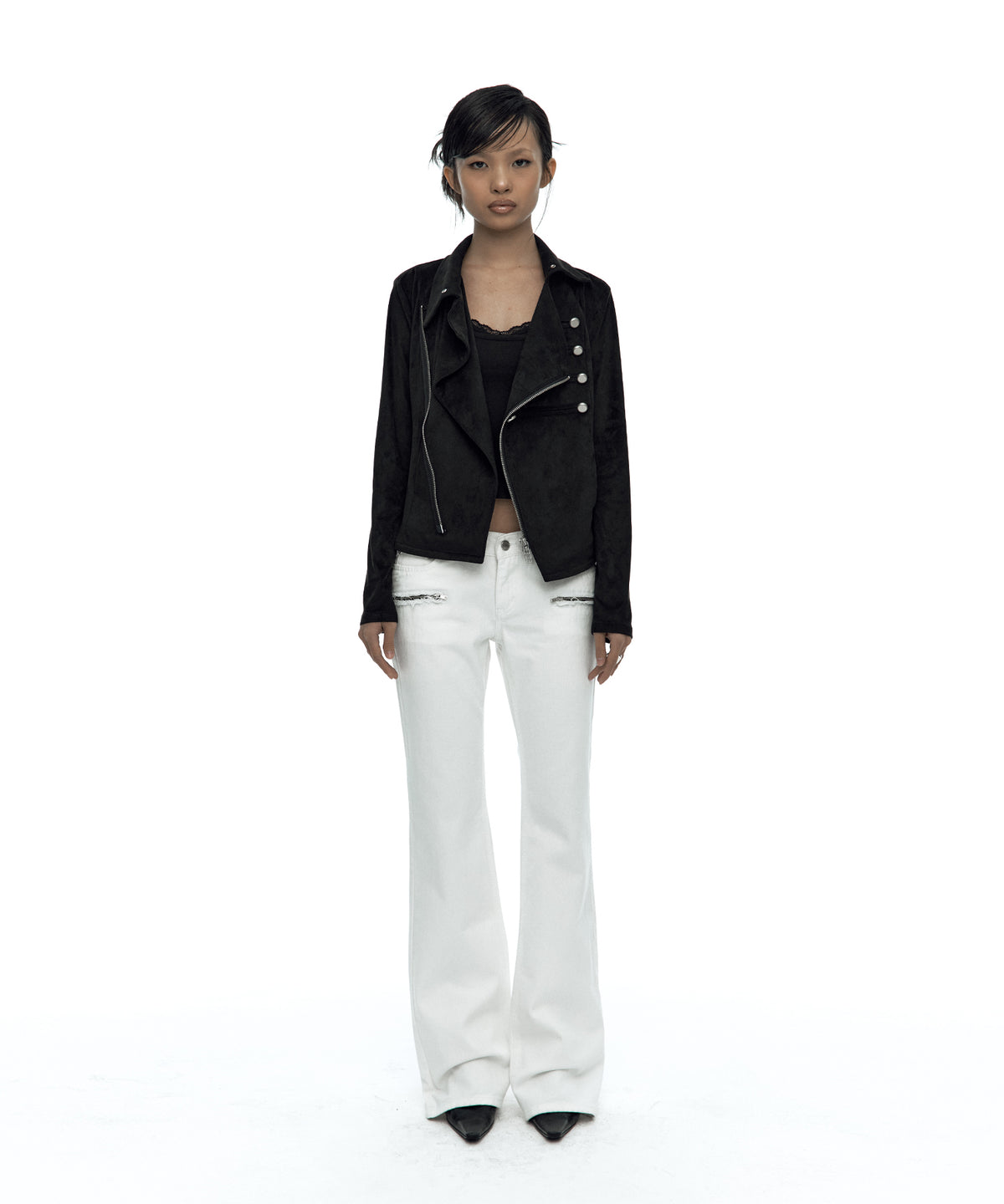 Asymmetric Zip Napoleon Jacket (Black)