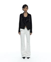 Asymmetric Zip Napoleon Jacket (Black)