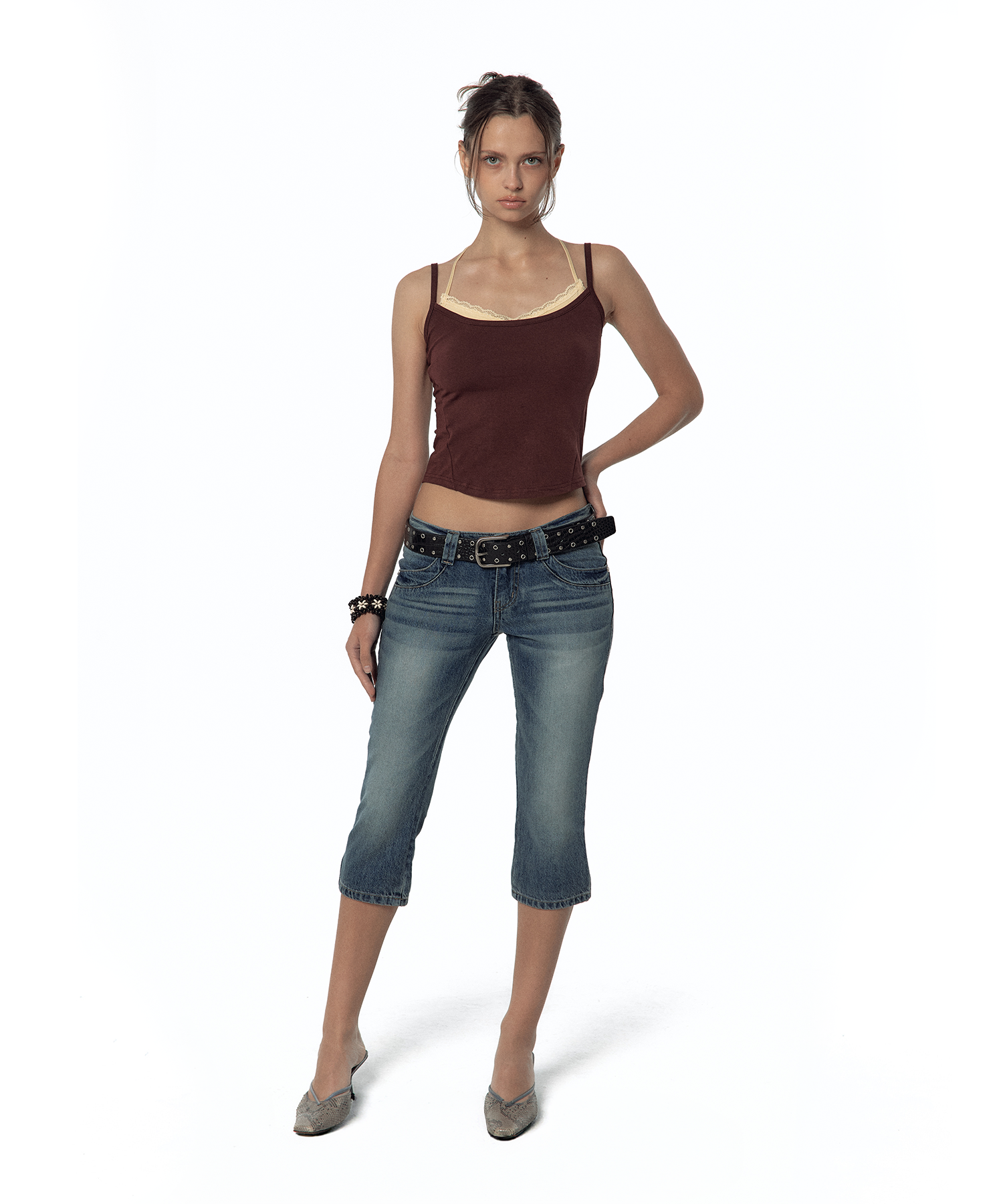 Split Pocket Capri Jeans (Blue)