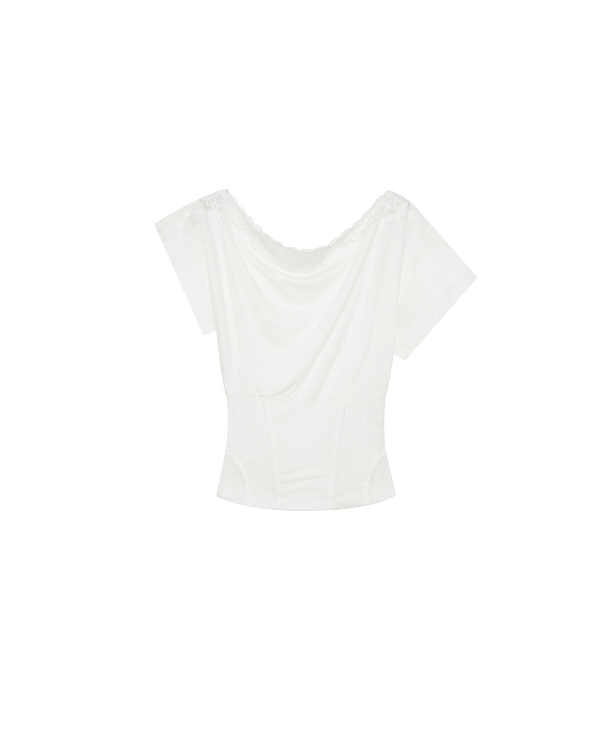 Lace One Shoulder Corset Tee (White)