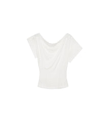 Lace One Shoulder Corset Tee (White)