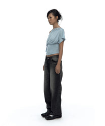 Lace One Shoulder Corset Tee (Sky Blue)