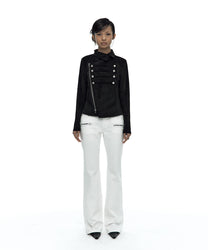 Asymmetric Zip Napoleon Jacket (Black)