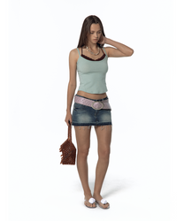 Split Pocket Denim Skirt (Blue)