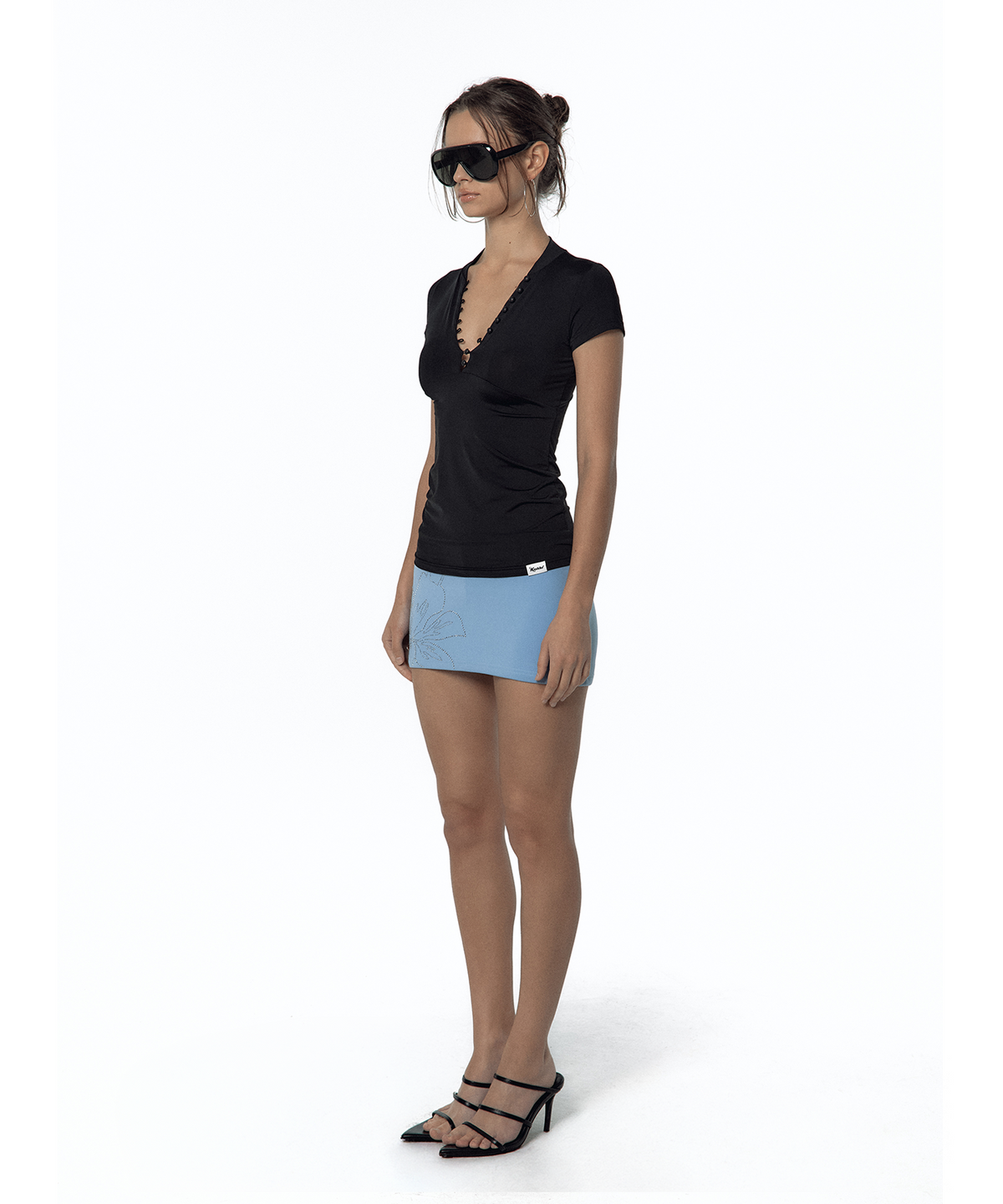 Sleek Deep V Neck T-Shirt (Black)