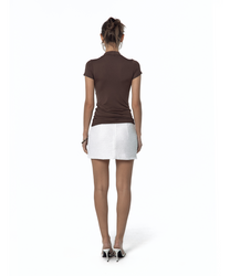 Sleek Deep V Neck T-Shirt (Brown)