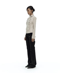 Asymmetric Zip Napoleon Jacket (Light Gray)