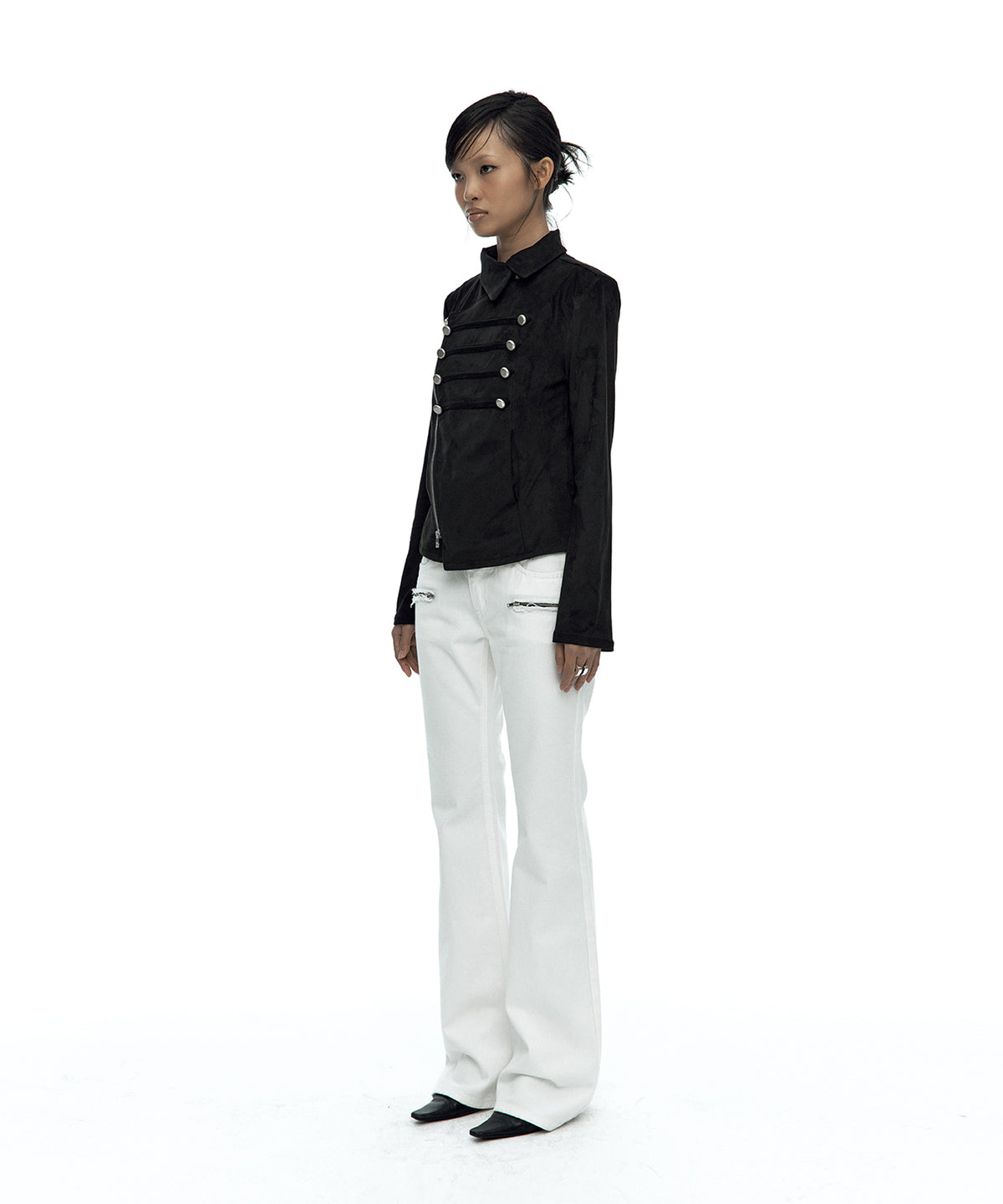 Asymmetric Zip Napoleon Jacket (Black)