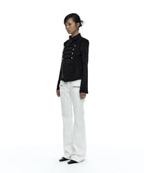 Asymmetric Zip Napoleon Jacket (Black)