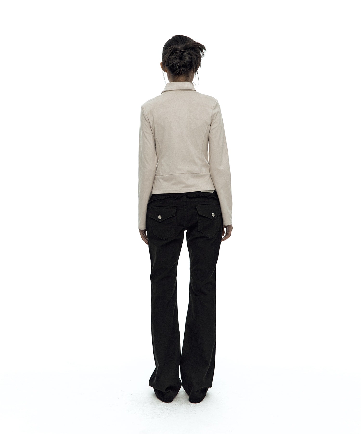 Asymmetric Zip Napoleon Jacket (Light Gray)