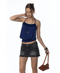 Beadwork Halter Top (Deep Blue)