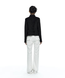 Asymmetric Zip Napoleon Jacket (Black)