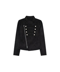 Asymmetric Zip Napoleon Jacket (Black)