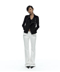 Asymmetric Zip Napoleon Jacket (Black)