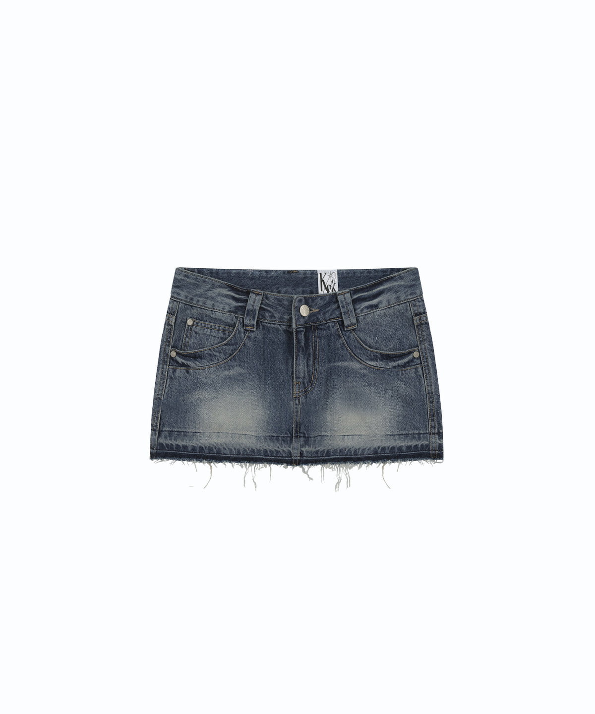 Split Pocket Denim Skirt (Blue)