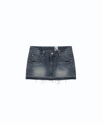 Split Pocket Denim Skirt (Blue)