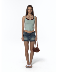 Split Pocket Denim Skirt (Blue)