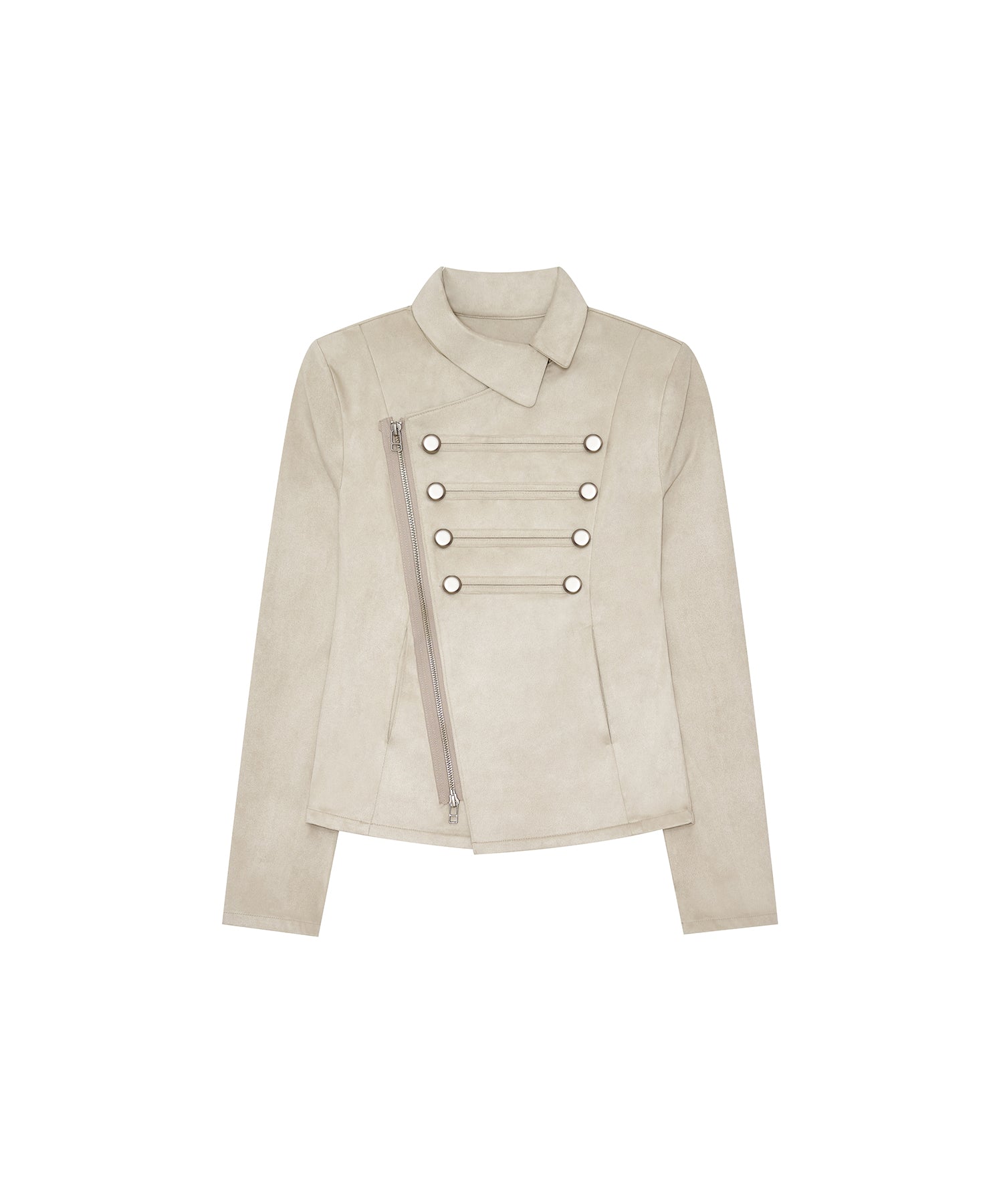 Asymmetric Zip Napoleon Jacket (Light Gray)