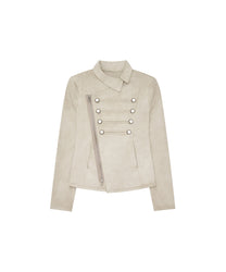 Asymmetric Zip Napoleon Jacket (Light Gray)