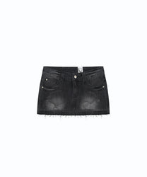 Split Pocket Denim Skirt (Black)