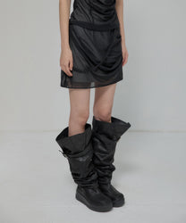 Draped Mesh Layered Mini Skirt