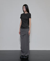 Asymmetrical Draped T-Shirt (Black)