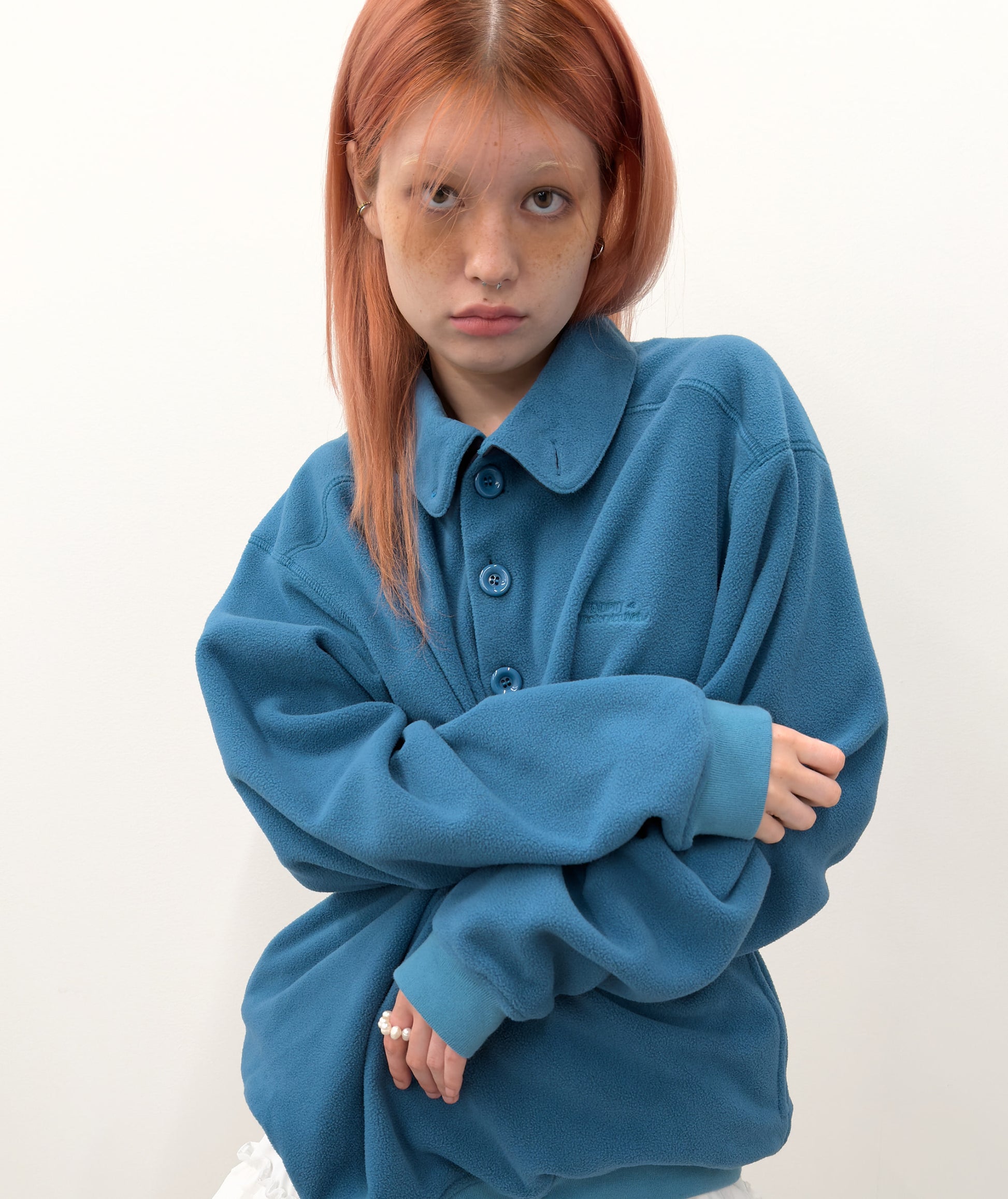 Buttoned Fleece Top [Blue]