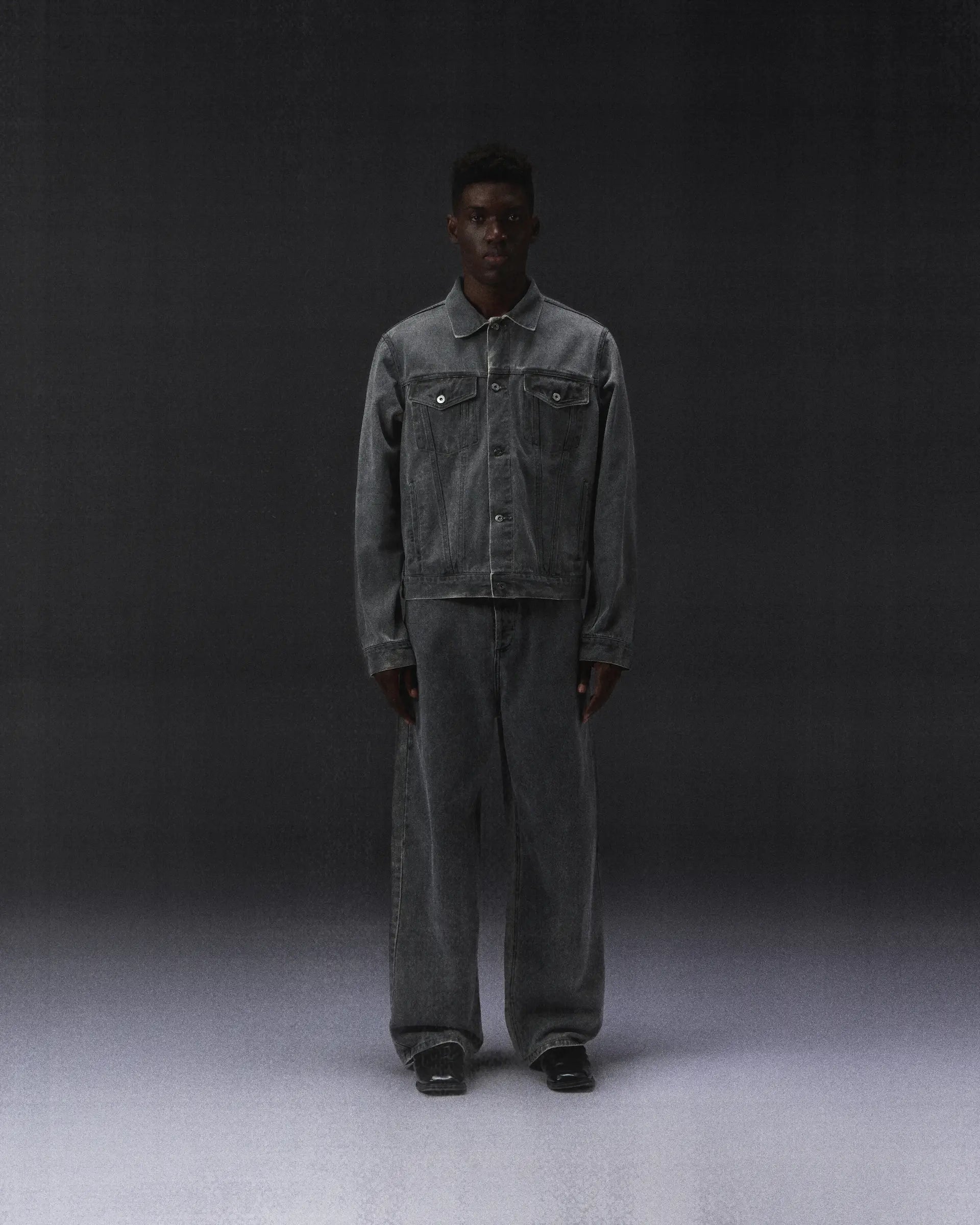 FRAGILE® Gray Dyed Baggy Denim