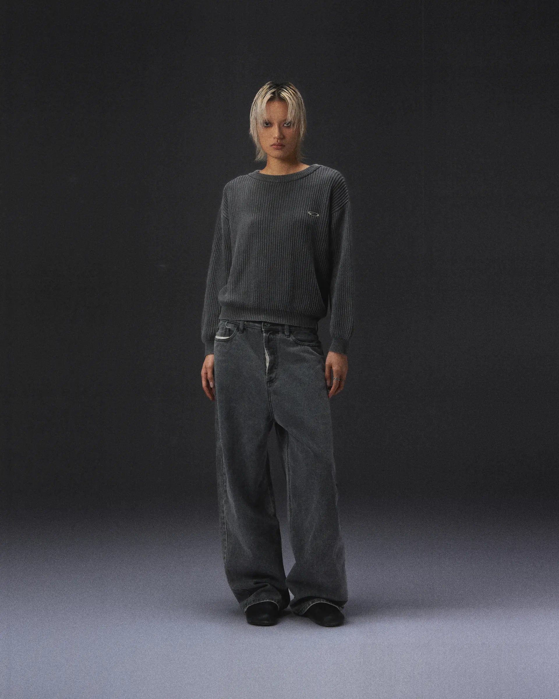 FRAGILE® Gray Dyed Baggy Denim