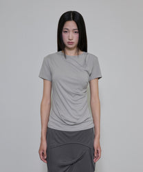 Asymmetrical Draped T-Shirt (Gray)