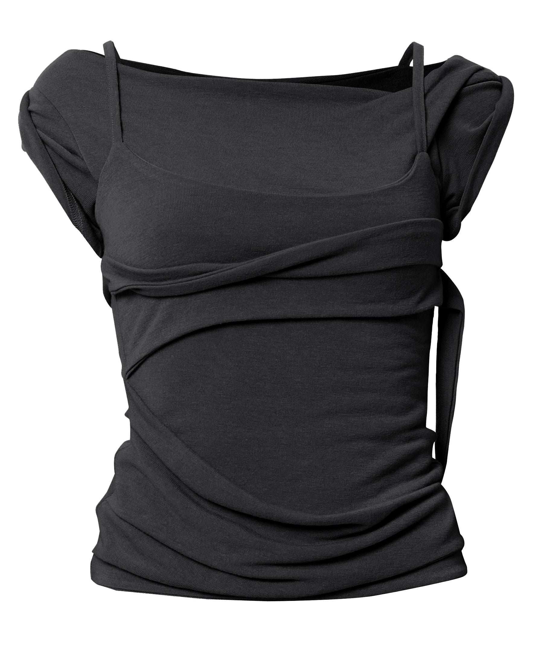 Layered Bustier T-Shirt (Black)