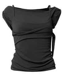 Layered Bustier T-Shirt (Black)