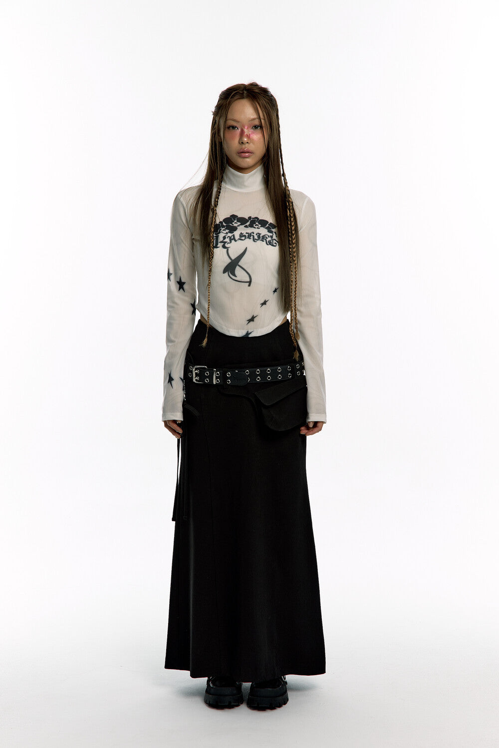 Oriental Highneck Mesh Top