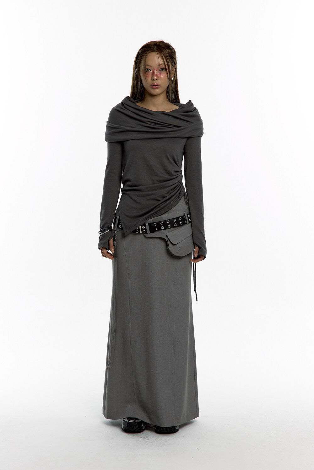 Cowl Hood Long Sleeve (Charcoal)