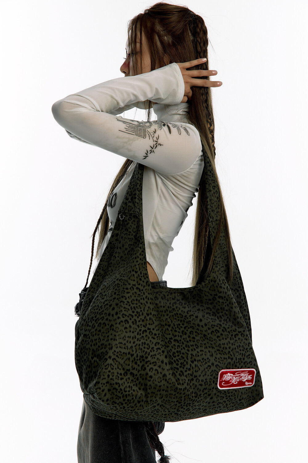 Leopard Print Shoulder Bag (Khaki)