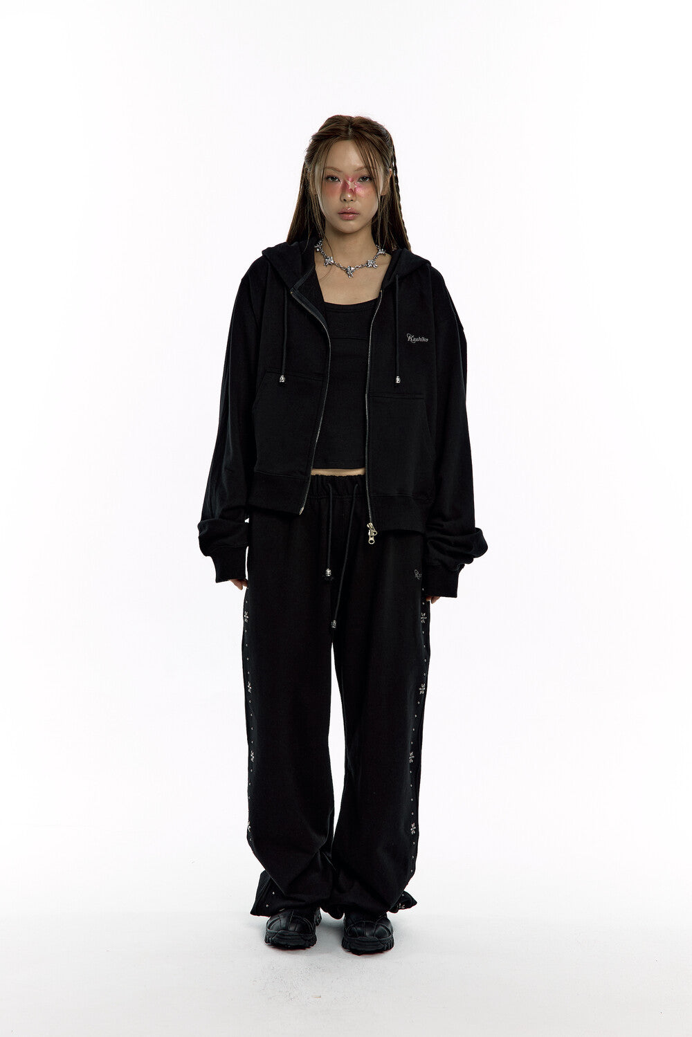 Monk Over Hood Zip-up (Black)