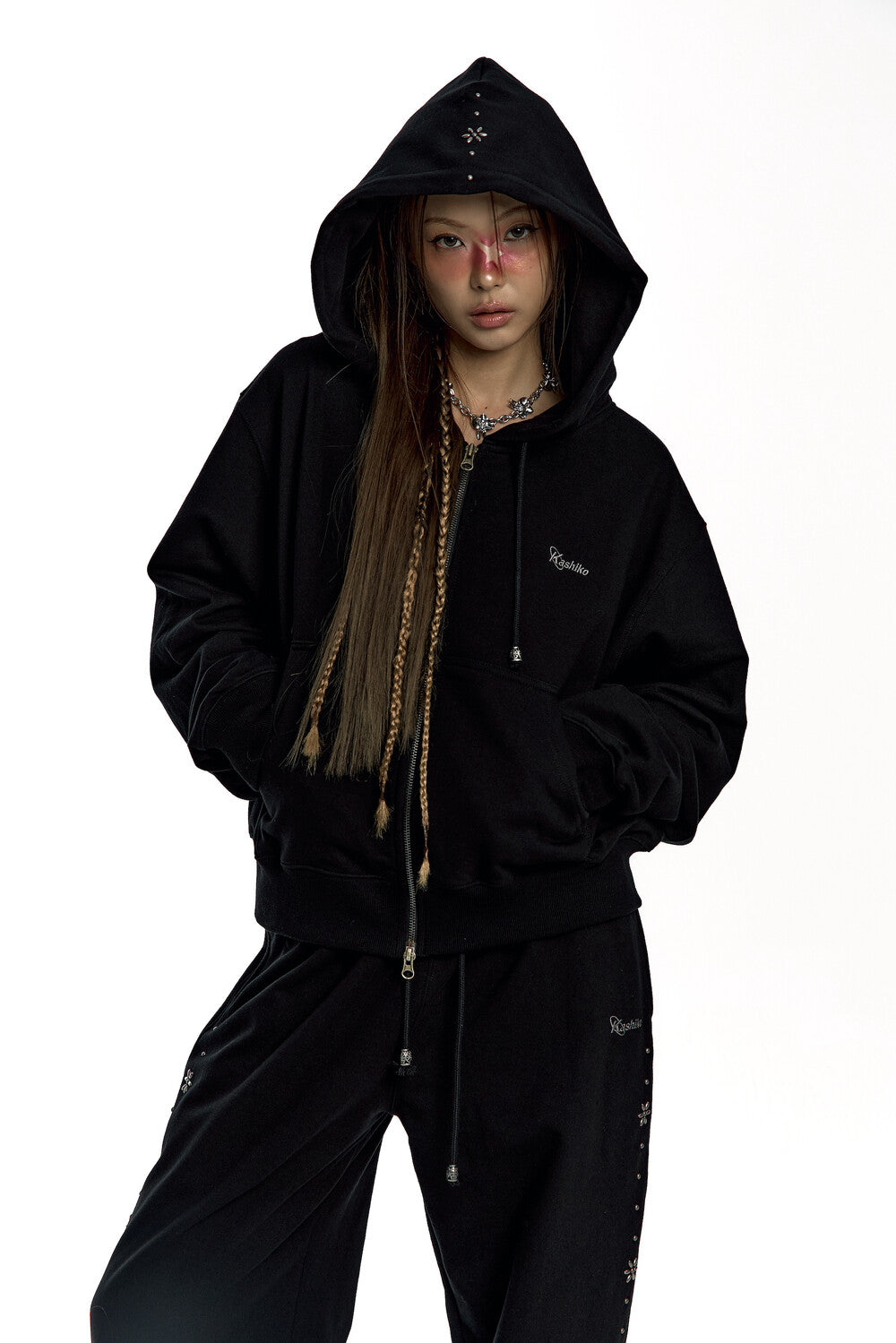 Monk Over Hood Zip-up (Black)