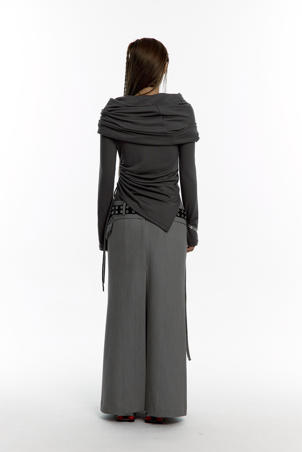 Pocket Belt Long Skirt (Gray)