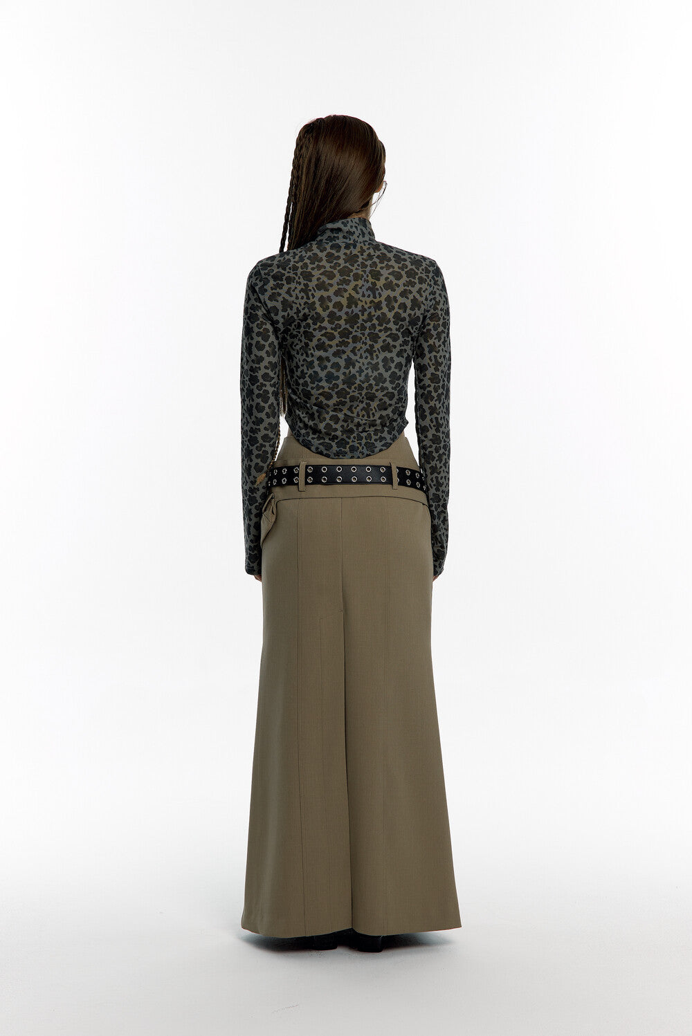 Pocket Belt Long Skirt (Beige)