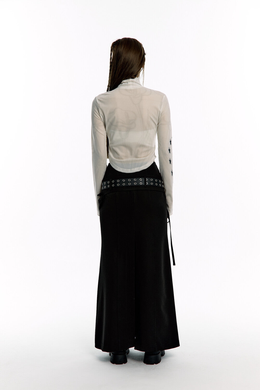 Pocket Belt Long Skirt (Black)