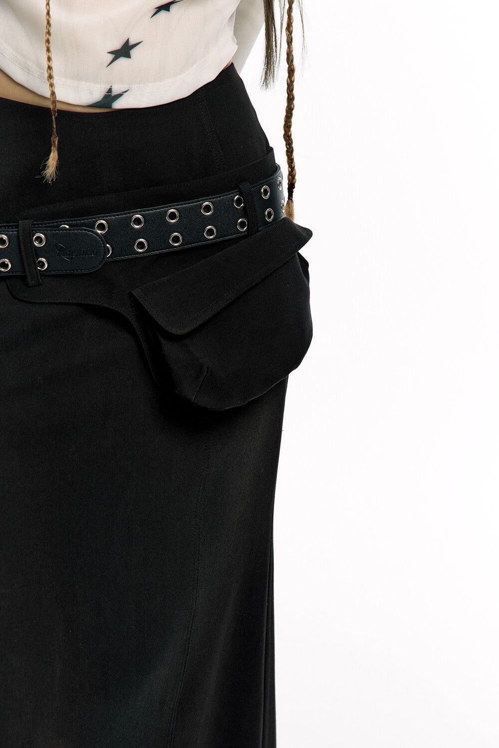 Pocket Belt Long Skirt (Black)