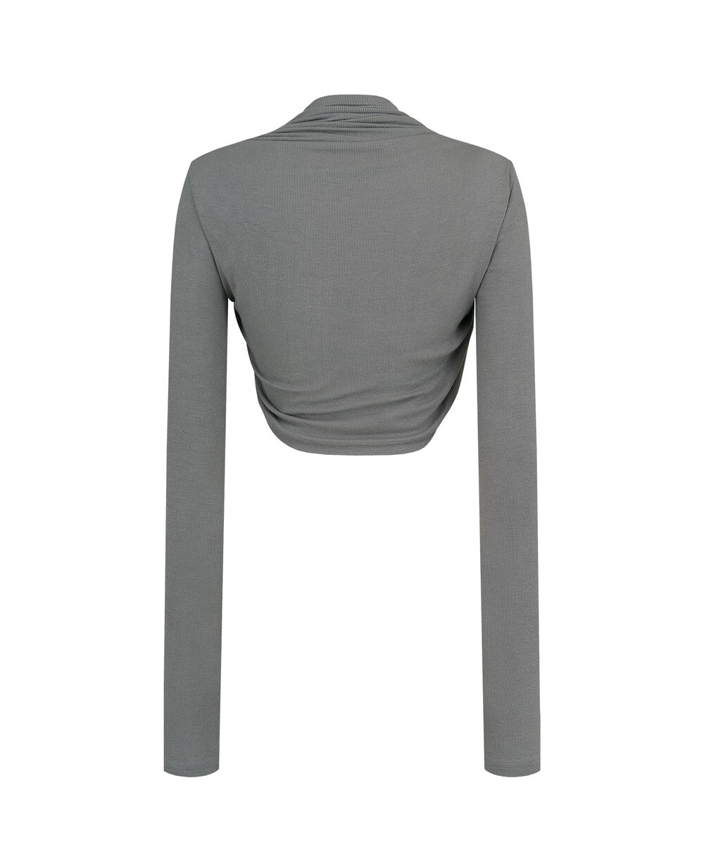 Asymmetric Button Bolero Cardigan (Charcoal)