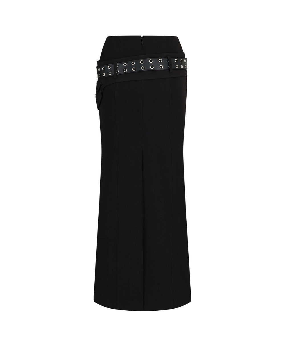 Pocket Belt Long Skirt (Black)