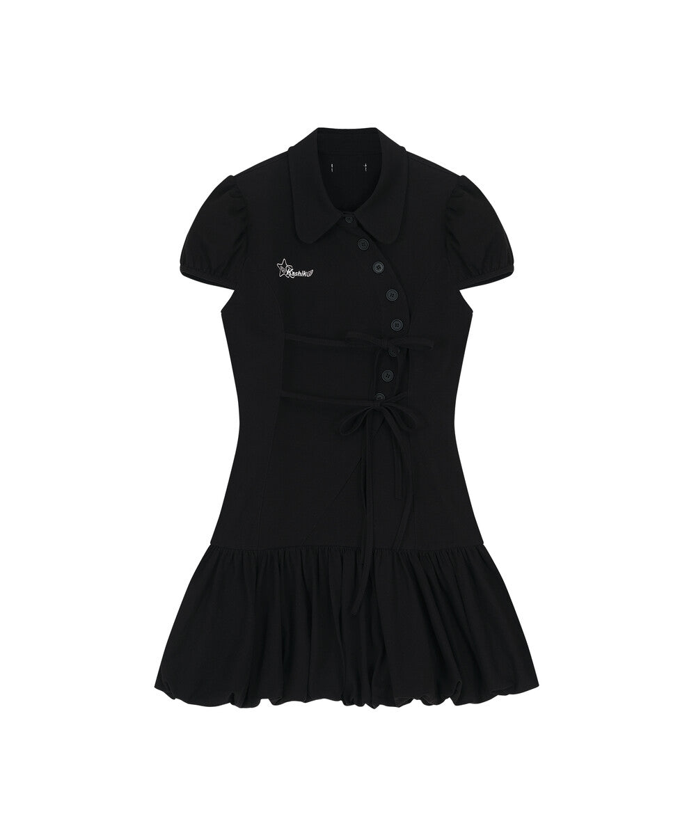 Puff Preppy Mini Dress (Black)
