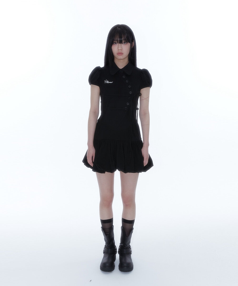Puff Preppy Mini Dress (Black)