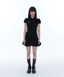 Puff Preppy Mini Dress (Black)